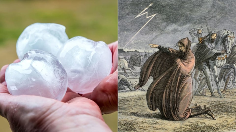 Armádu Eduarda III. nebývale potrápily kroupy